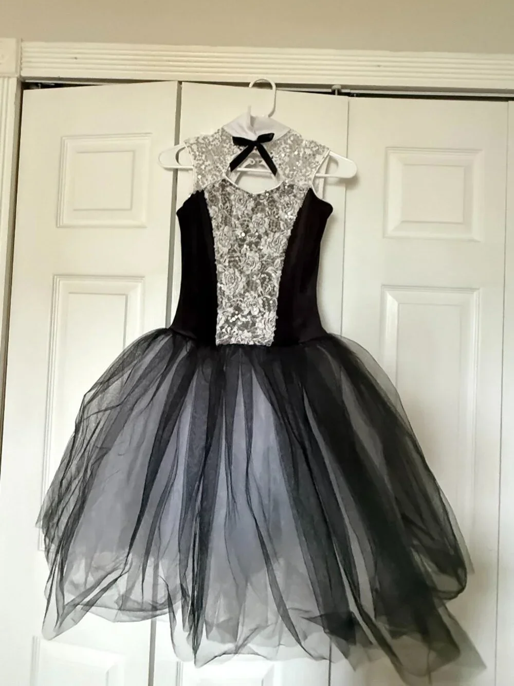 Weissmans black and silver sequin halter-style ballet costume
